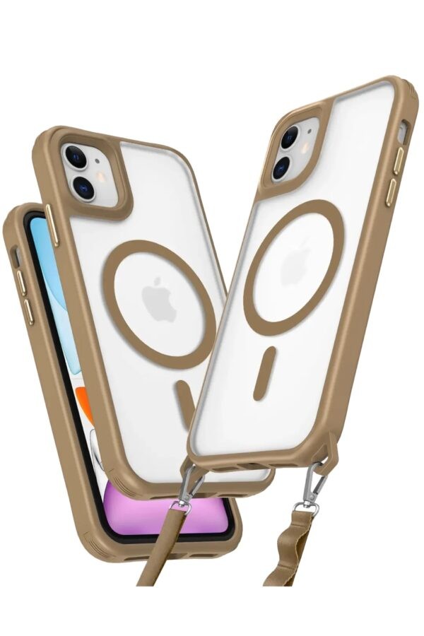 Newface Apple iPhone 12 Kılıf Enka Magsafe Silikon Kılıf - Çöl Titanyum
