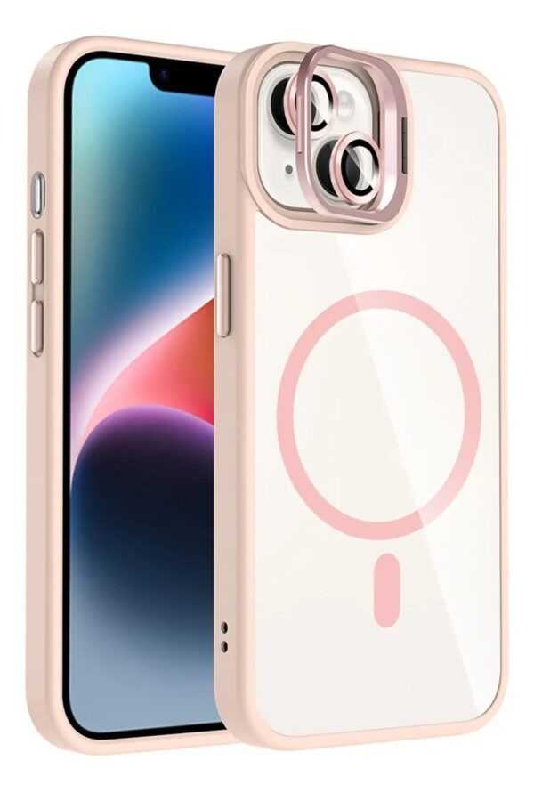Joko Apple iPhone 14 Remim Lensli Magsafe Standlı Kapak - Pembe